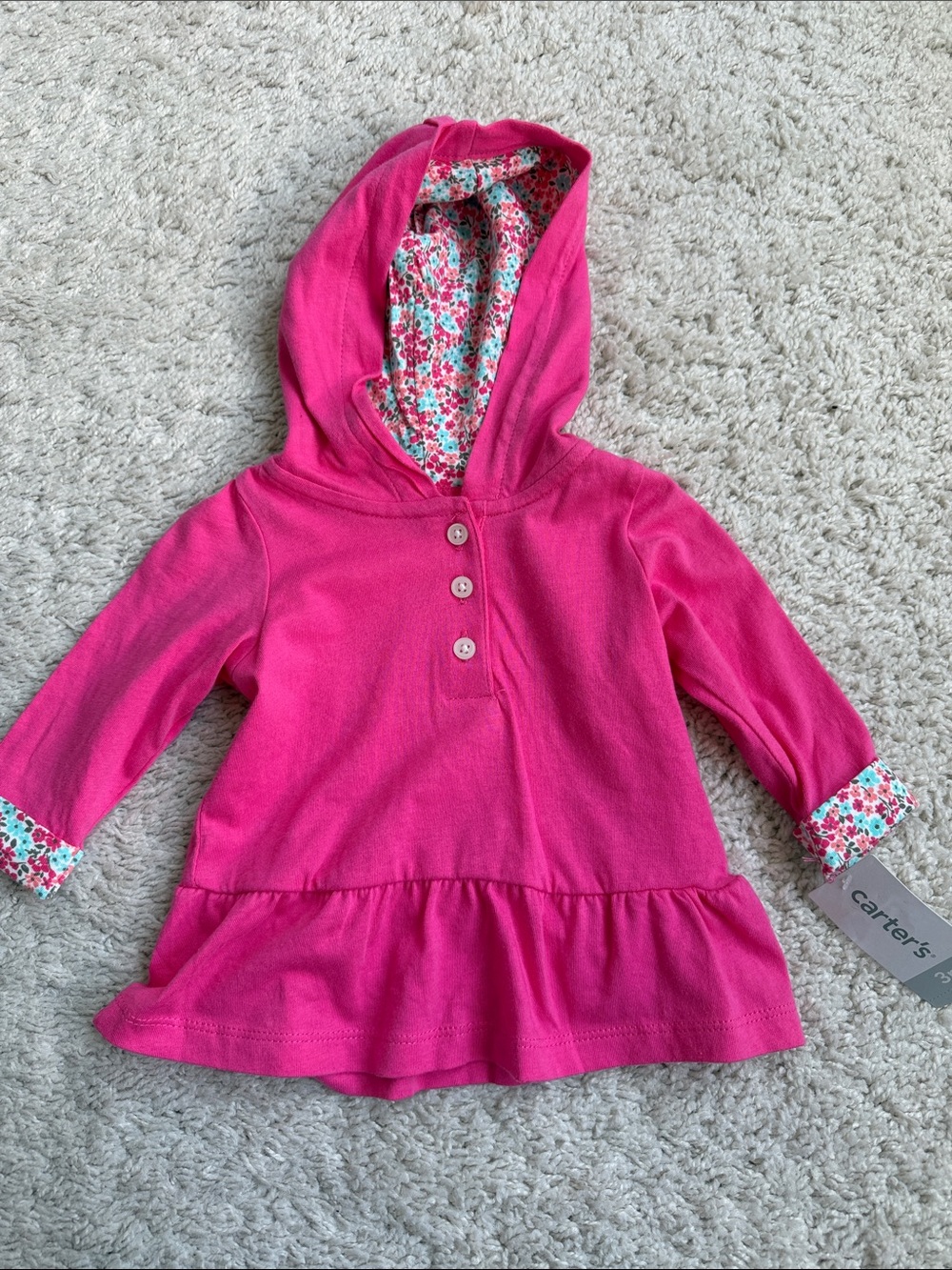 Baby Girl Long Sleeve Hooded Shirt - Pink